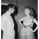H034. Leonard Bernstein and Ruth Posselt, backstage, Tanglewood, 7 August 1947.